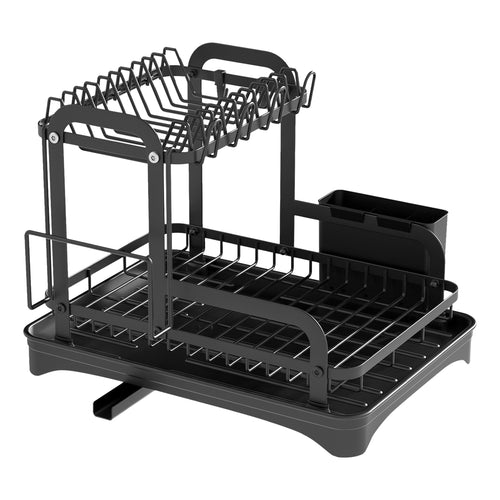 2-Tier Dish Drying Rack with Drainboard – Space-Saving Kitchen Organizer