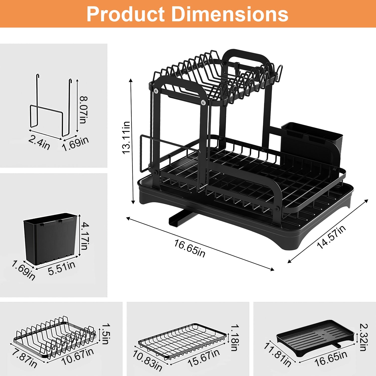 2-Tier Dish Drying Rack with Drainboard – Space-Saving Kitchen Organizer