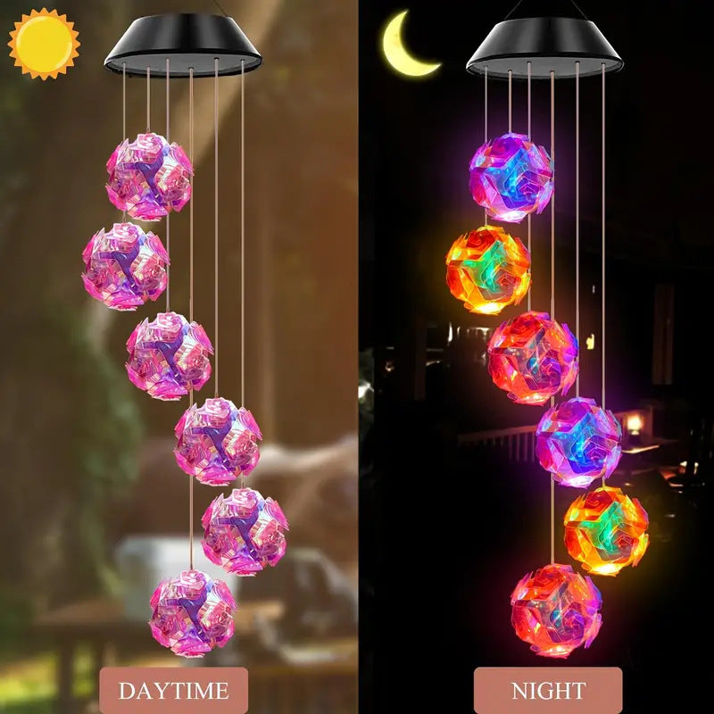 Outdoor Bulb Color-Changing Wind Chime Chandelier Luminous Solar