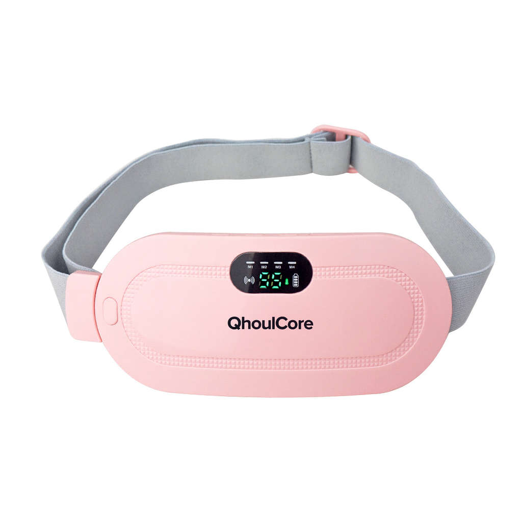 Heated Waist Belt with Vibration, USB-C Rechargeable, Adjustable Strap (Pink)