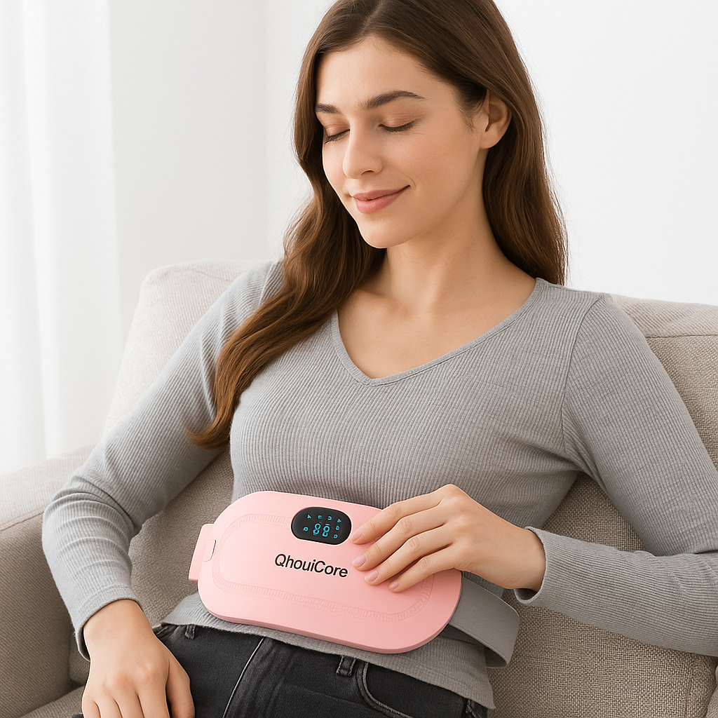 Heated Waist Belt with Vibration, USB-C Rechargeable, Adjustable Strap (Pink)