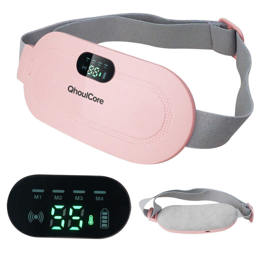 Heated Waist Belt with Vibration, USB-C Rechargeable, Adjustable Strap (Pink)